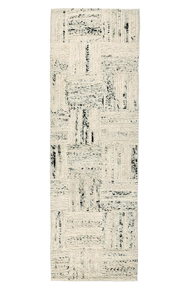 Villa by Classic Home - Sosa 2.6X8 Wool Blend Handwoven Distressed Pattern Ivory Accent Rug - 2.6W - Ivory, Black - 30091643 veiw 1