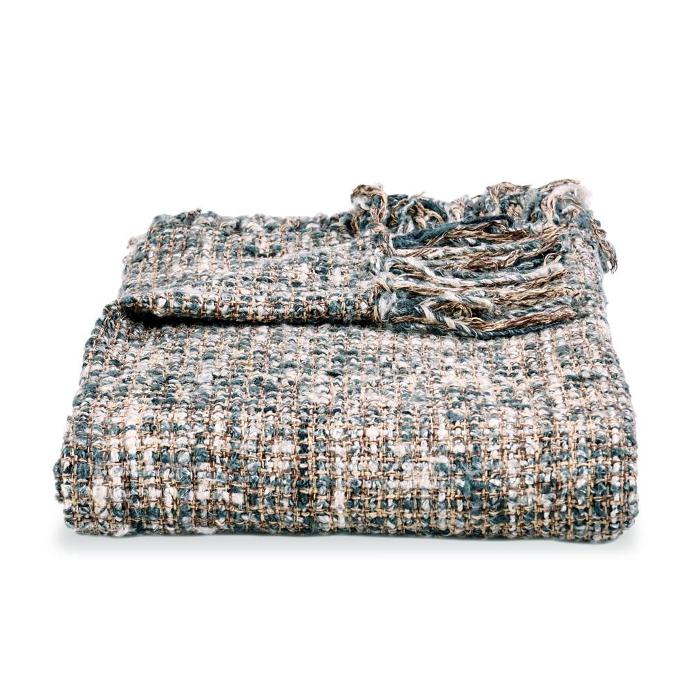 Villa by Classic Home - Tc Recycled Cotton Blend Blue 50inX70in Woven Throw Blanket Blanket - 50W - Blue - V270055 veiw 1