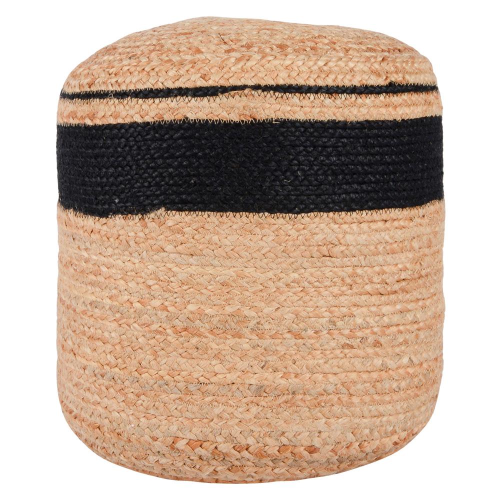 Villa by Classic Home - Yves 100% Jute 15in Wide Round Natural Pouf - 15W - Natural,Black - VP10018 veiw 1