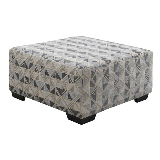 Wallace & Bay - Bright Graphic Charcoal and Faux Leather Ottoman with Tailored Top And Block Feet - U510443 veiw 2