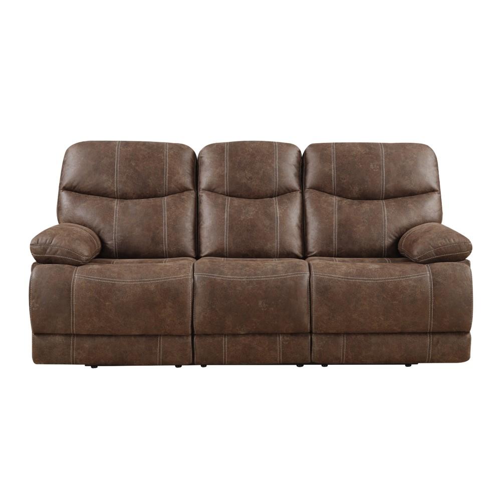 Wallace & Bay - Franklin Hickory 86in Reclining Sofa with Faux Leather Upholstery, Dual Reclining Seats, And Pillow Arms - U510466 veiw 1
