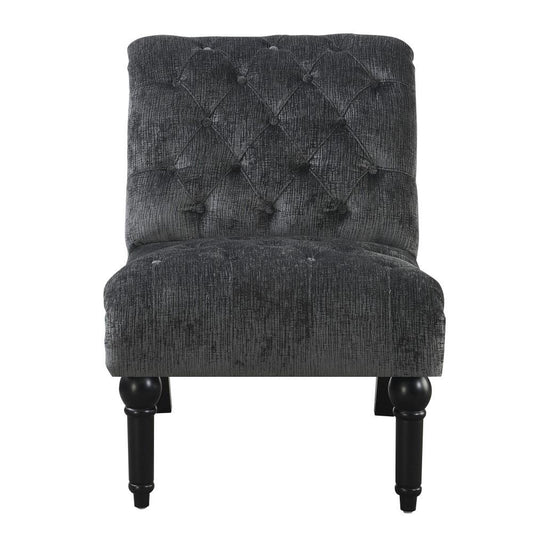 Wallace & Bay - Hardy Deep Charcoal Armless Accent Chair with Button Tufting, Nailhead Trim, And Turned Legs - U510295 veiw 2