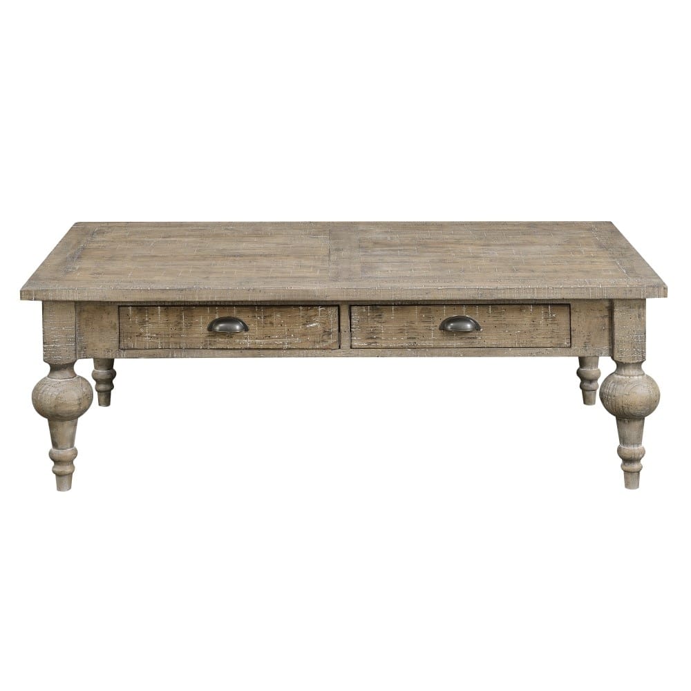 Wallace & Bay - Haynes Limestone Gray 52in Coffee Table with Two Drawers, Plank-Style Top, And Turned Legs - T510258 veiw 4