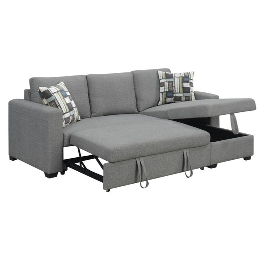 Wallace & Bay - Johnston Textured Gray Reversible, Convertible Sectional W/Storage, with Pillows, Fold-Out Sleeper - U510433 veiw 2