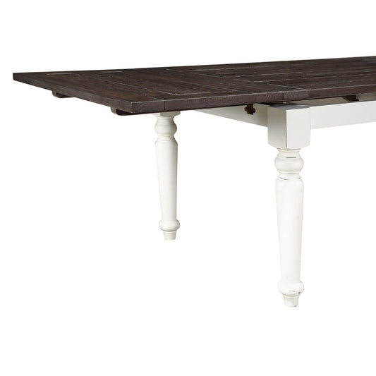 Wallace & Bay - Maddox Dark Bark and Distressed White 75in Dining Table with Plank-Style Top And Self-Storing Extension Leaves - D510186 veiw 2