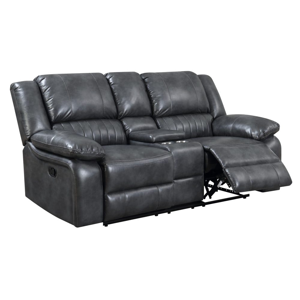 Wallace & Bay - Marshall Charcoal Gray Reclining Loveseat with Dual Recliners, Faux Leather Upholstery, And Pillow Top Back - U510454 veiw 4
