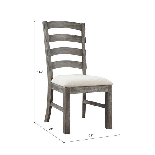 Wallace & Bay - Morris Rustic Charcoal Gray Dining Chair with Upholstered Seat And Ladder Back (Set of 2) - D510255 veiw 2