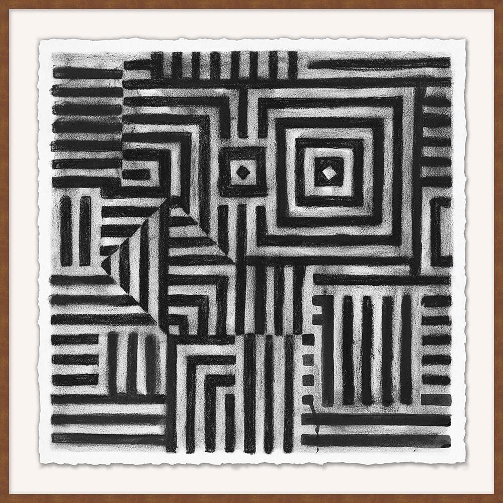 Wendover Art Group - Geometric Charcoal, Walnut - WAB1054 veiw 1
