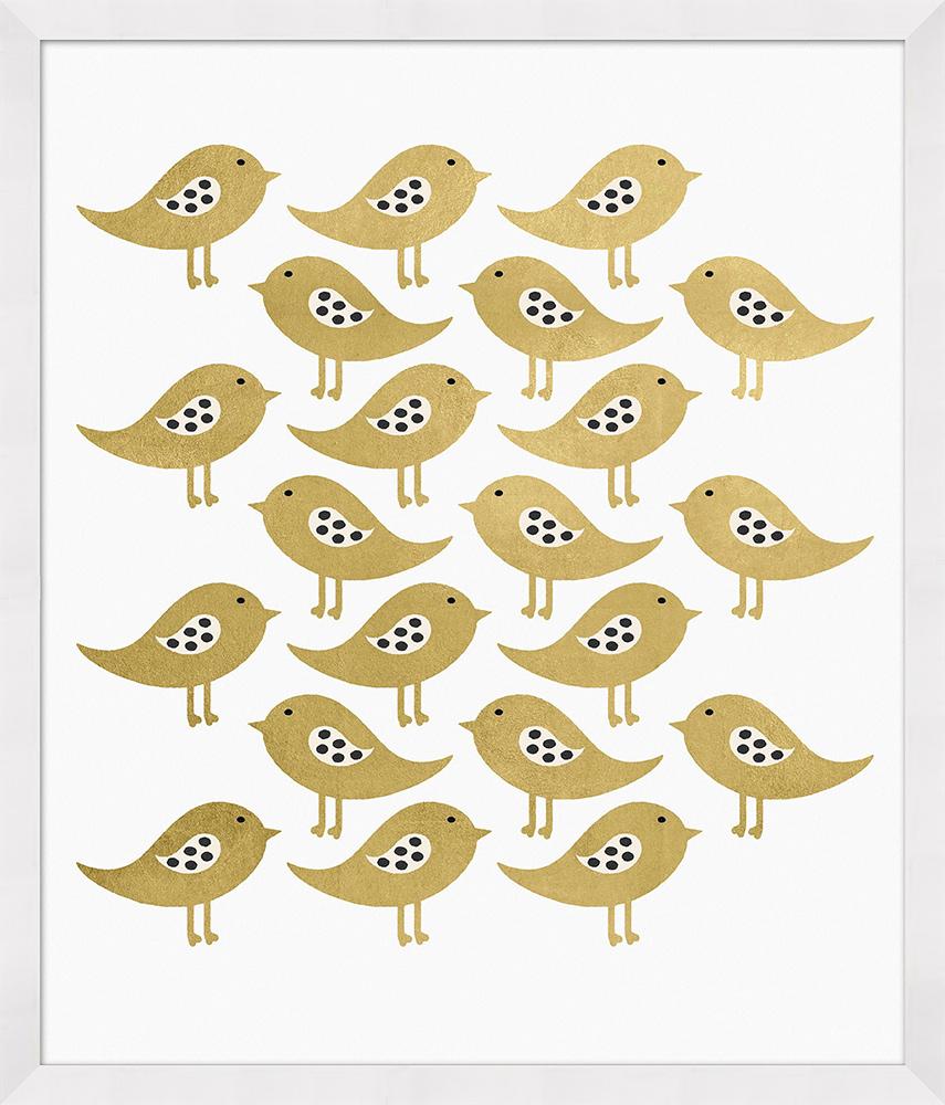 Wendover Art Group - Golden Birdies, Matte White - WFK0110 veiw 1