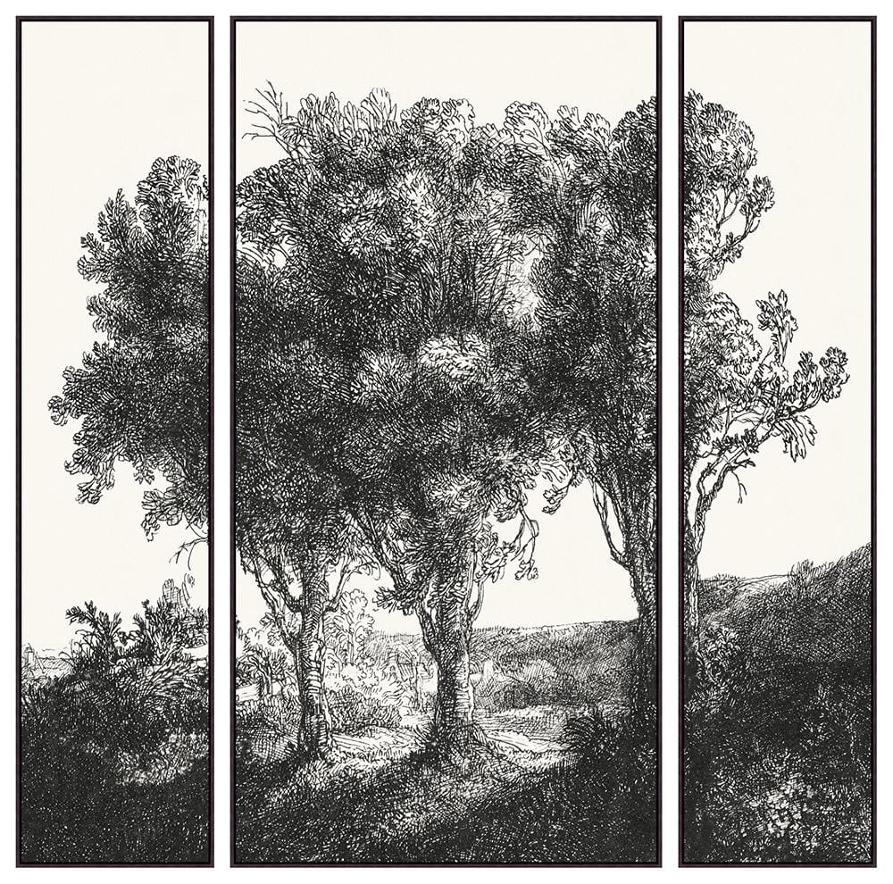 Wendover Art Group - Lillian August Countryside Etching Triptych (SET OF 3), Floater Frame - Espresso - WLA2040 veiw 1