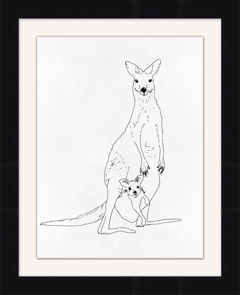 Wendover Art Group - Line Sketch Kangaroo, Black - WFK0104 veiw 1