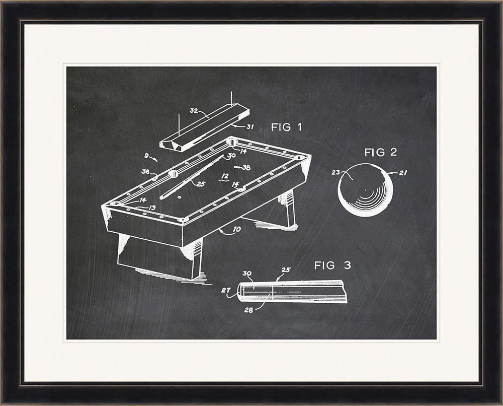 Wendover Art Group - Pool Hall Study 1, Distressed Black - WVT1815 veiw 1