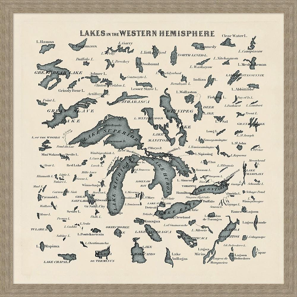 Wendover Art Group - Western Hemisphere Lakes, Light Gray Barnwood - WVT1610 veiw 1