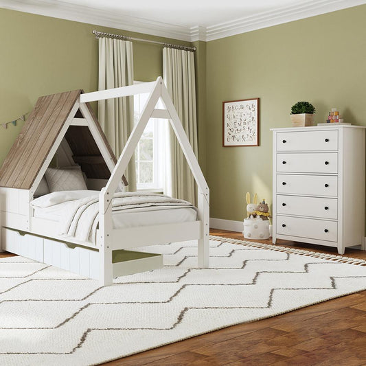 Westwood Design - Lodge Twin Bed w/ Half Roof & Window | Cookies & Cream - LD-TB-1742TB-C&C-SET veiw 2