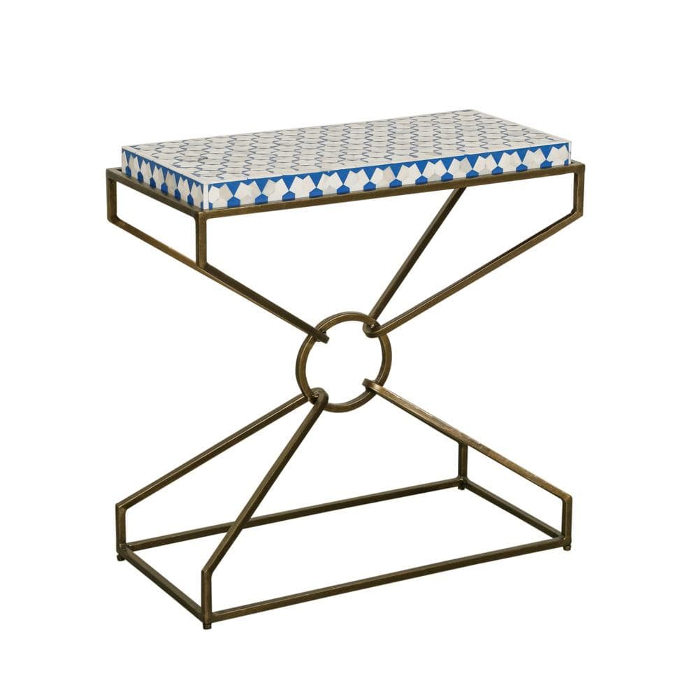World Interiors - Alexandria 24in Side Table with Bone Inlay and Brass - ZWALXST24_CLOSEOUT veiw 1