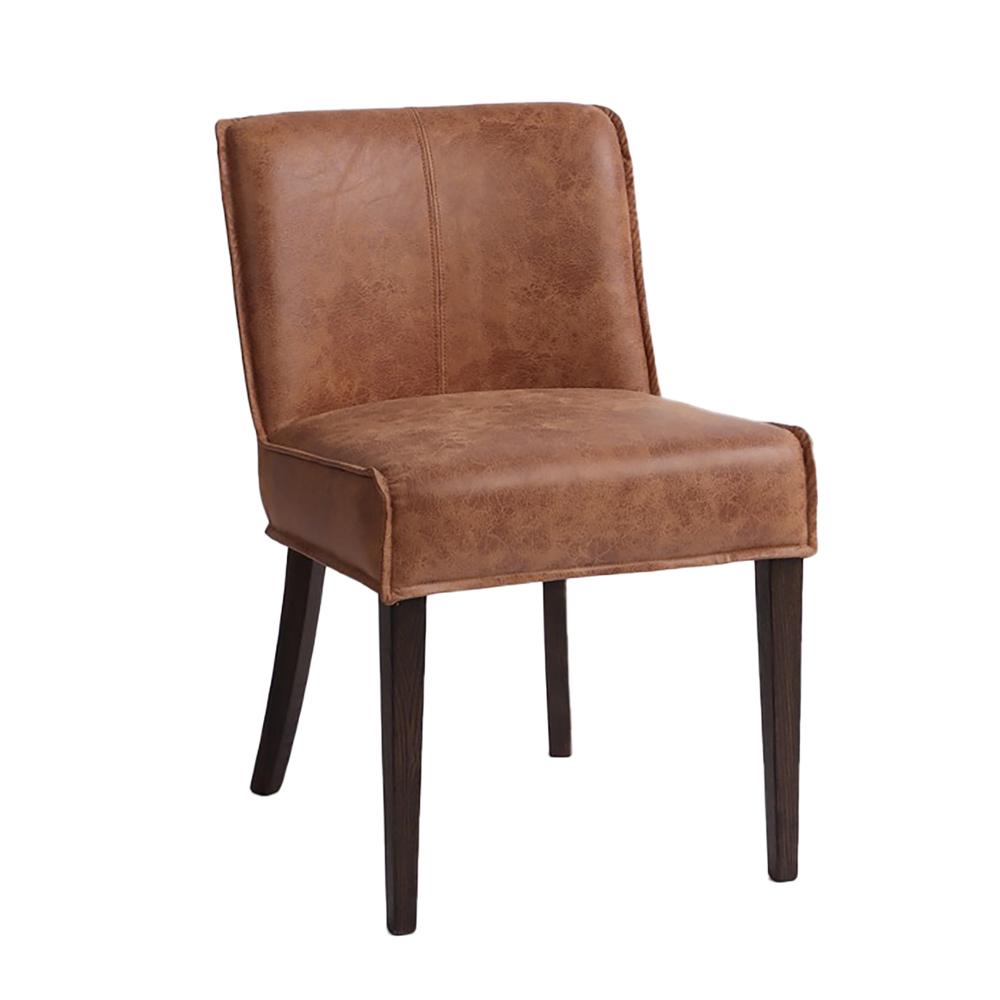 World Interiors - Avery Dining Chair in Tan Leather with Matte Brown Legs - ZWAVEDCTAN veiw 1