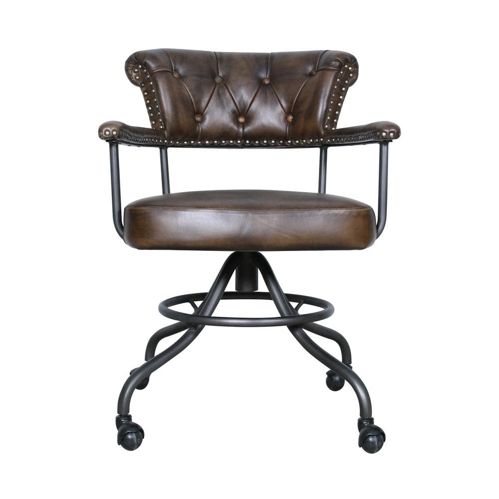 World Interiors - Brisbane Chesterfield Office Chair in Antique Whiskey Leather - ZWBRCHOCAW veiw 1