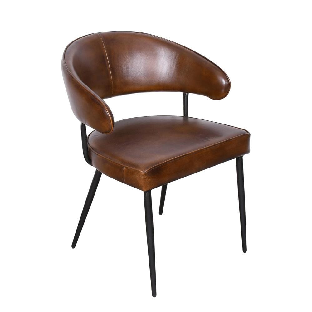 World Interiors - Brisbane Leather Armchair in Washed Chestnut - ZWBRIDAC-CH veiw 1