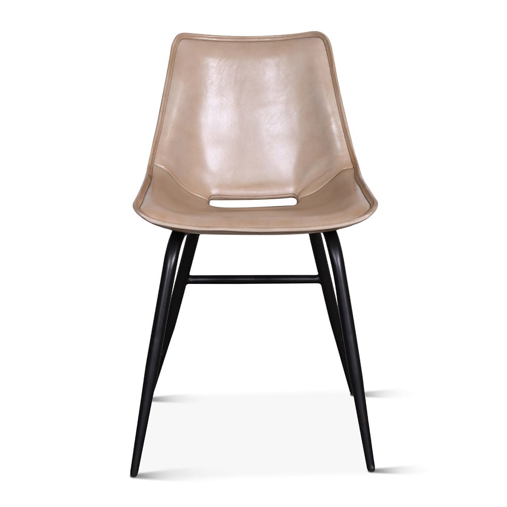 World Interiors - Brisbane Leather Dining Chair in Dusty Tan - ZWBRISTDCAI veiw 1
