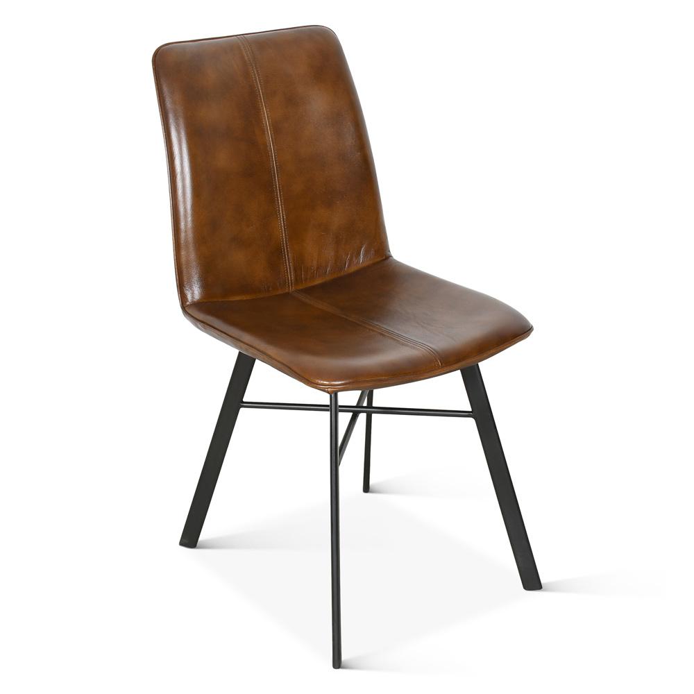World Interiors - Brisbane Murphy Dining Chair in Chestnut Leather - ZWBRISMDCC veiw 1