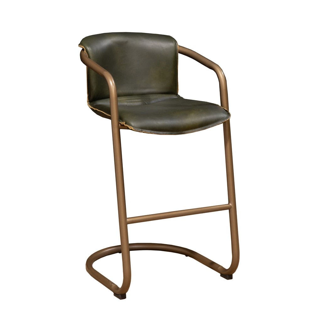 World Interiors - Chiavari Leather Bar Chair in Emerald Green- ZWCIBC22EG veiw 1