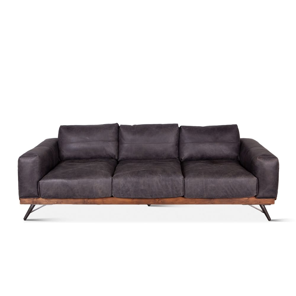 World Interiors - Chiavari Sofa in Antique Ebony Leather - ZWCHIMIDSOF veiw 1