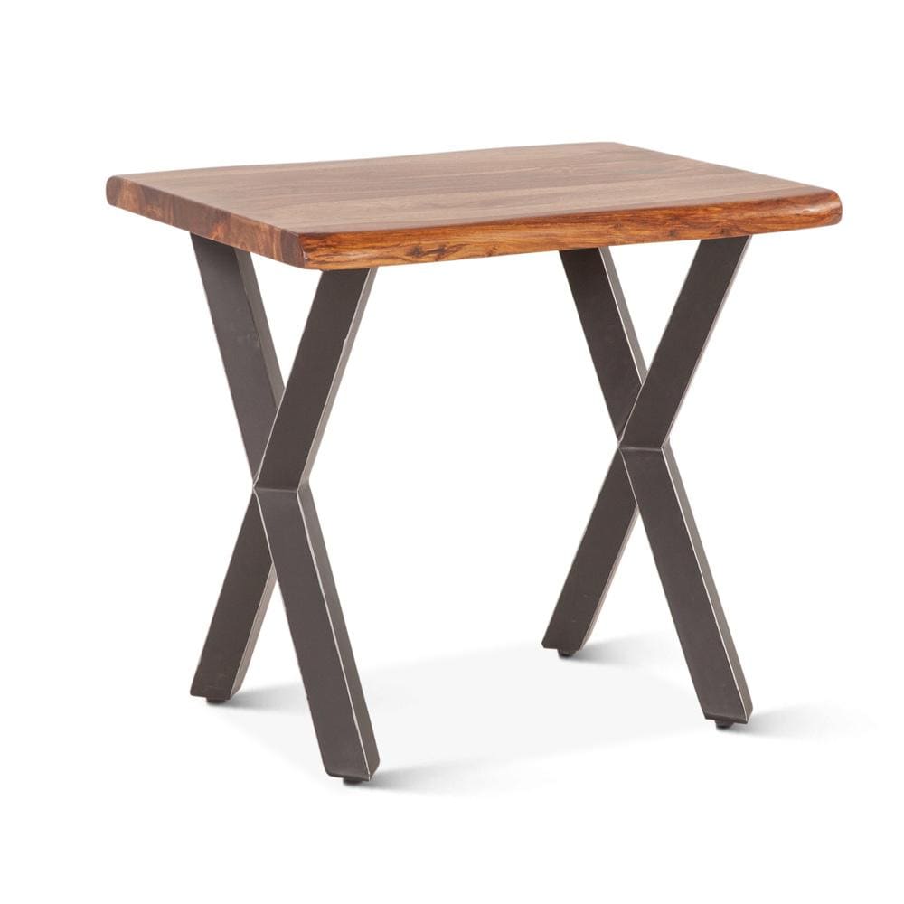 World Interiors - Elliston 26in Side Table in Sheesham and Matte Black Iron - ZWELSST26NA veiw 1