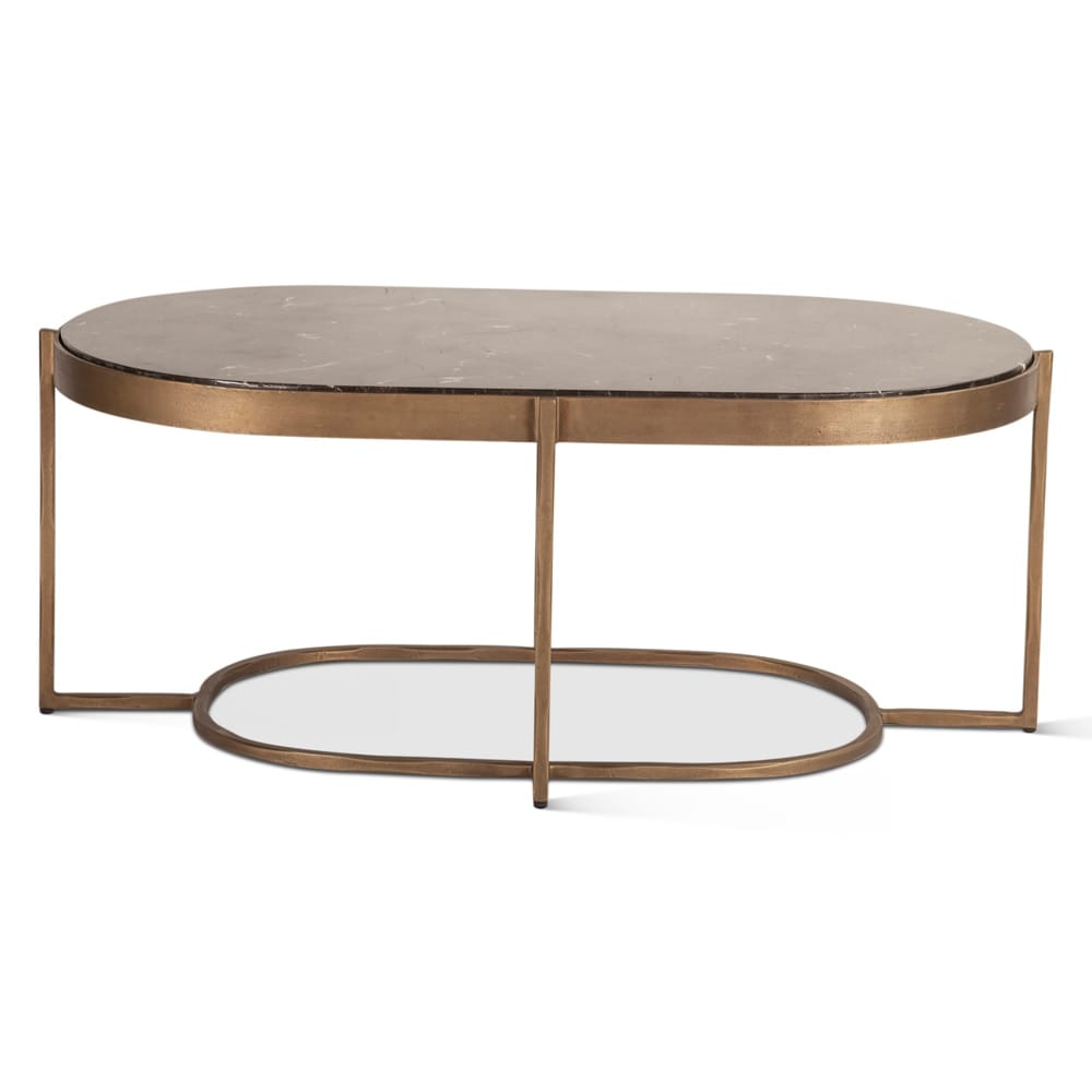 World Interiors - Fresno 43in Coffee Table with Black Marble and Antique Brass Base - ZWFRECTBMAB veiw 1
