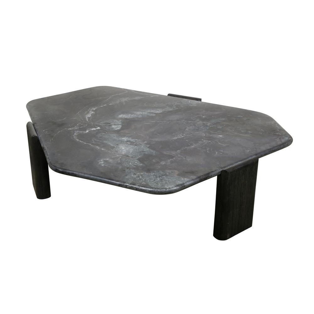 World Interiors - Harbor 64in Hexagonal Coffee Table with Lava Marble in Dark Walnut - ZWHRBCT65LM_CLOSEOUT veiw 1