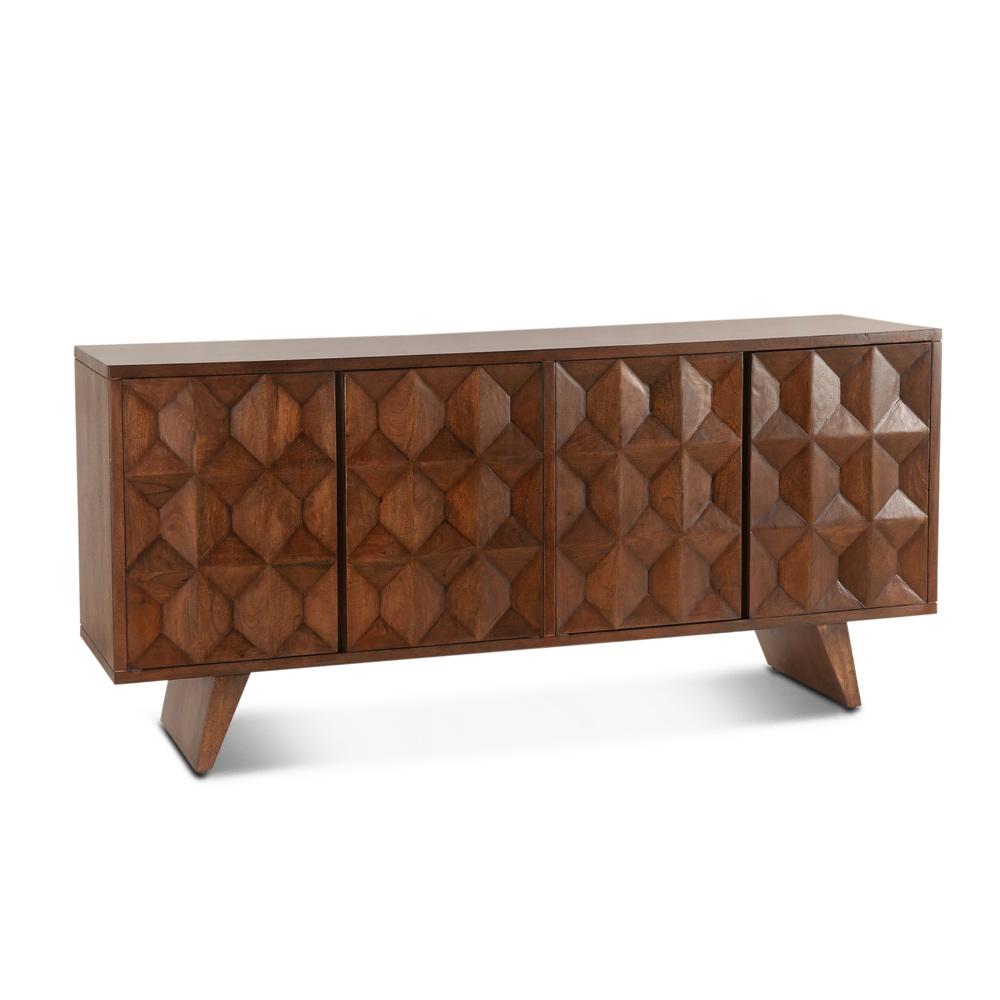 World Interiors - Lisbon 70in Mid-Century Sideboard in Matte Brown - ZWLISSB70_CLOSEOUT veiw 1