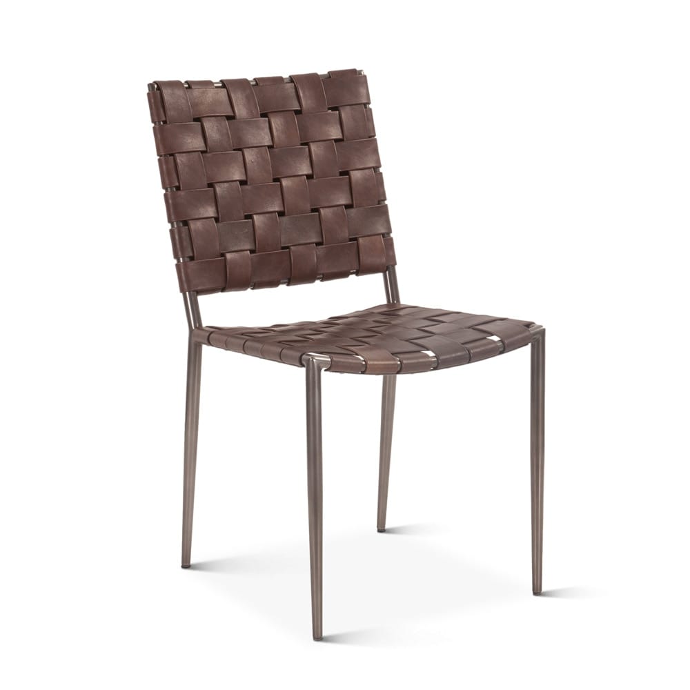 World Interiors - Lund Dining Chair in Brown Buffalo Leather and Iron - ZWLUNDC18BR_CLOSEOUT veiw 1