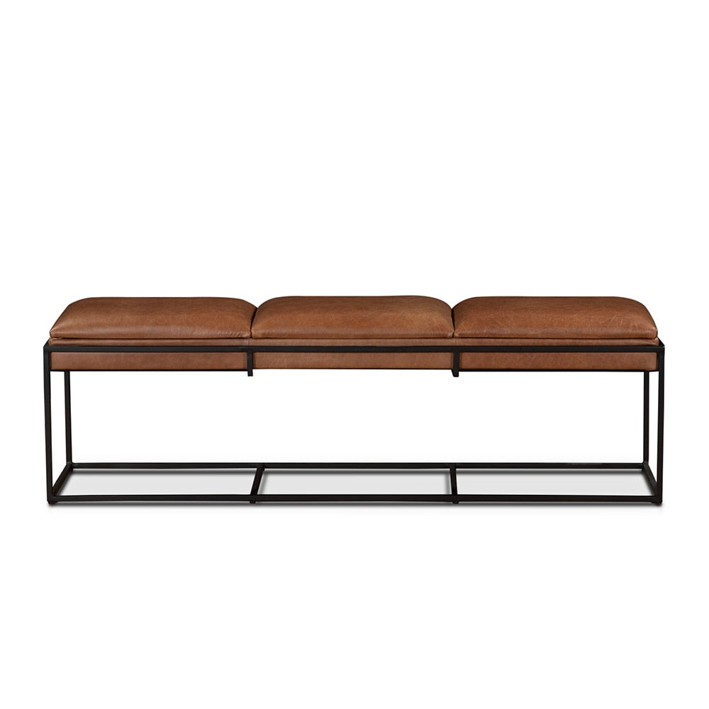 World Interiors - Melbourne 62in Bench in Cognac Leather - ZWMELBBN62COG veiw 1