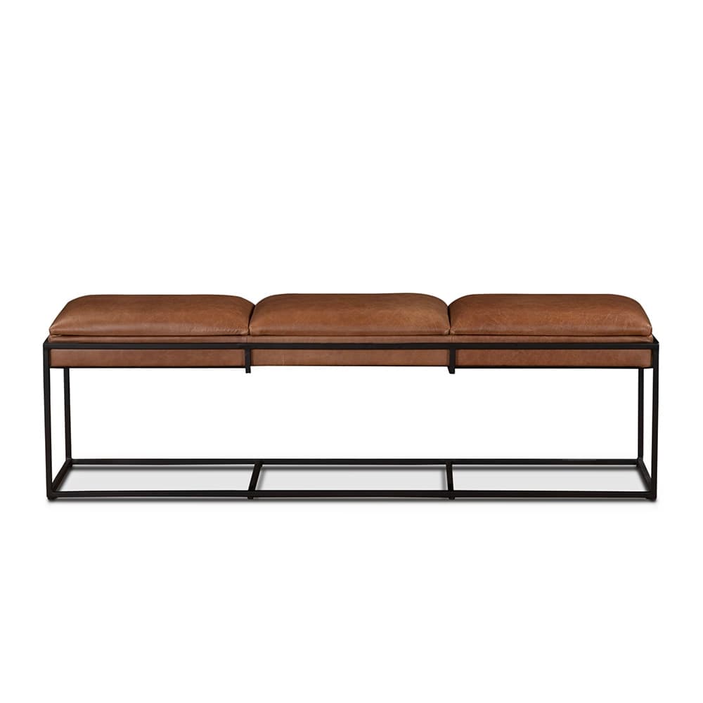 World Interiors - Melbourne 62in Bench in Cognac Leather - ZWMELBBN62COG veiw 1