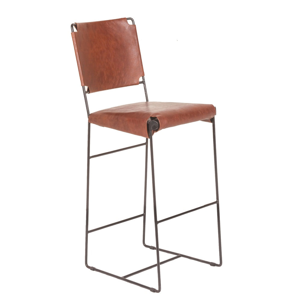 World Interiors - Melbourne Bar Chair in Tobacco Leather - ZWMELBCTB_CLOSEOUT veiw 1