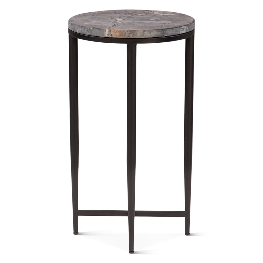 World Interiors - Mumbai 17in Side Table in Grey Septarian with Iron Base - ZWMUMST17GS veiw 1