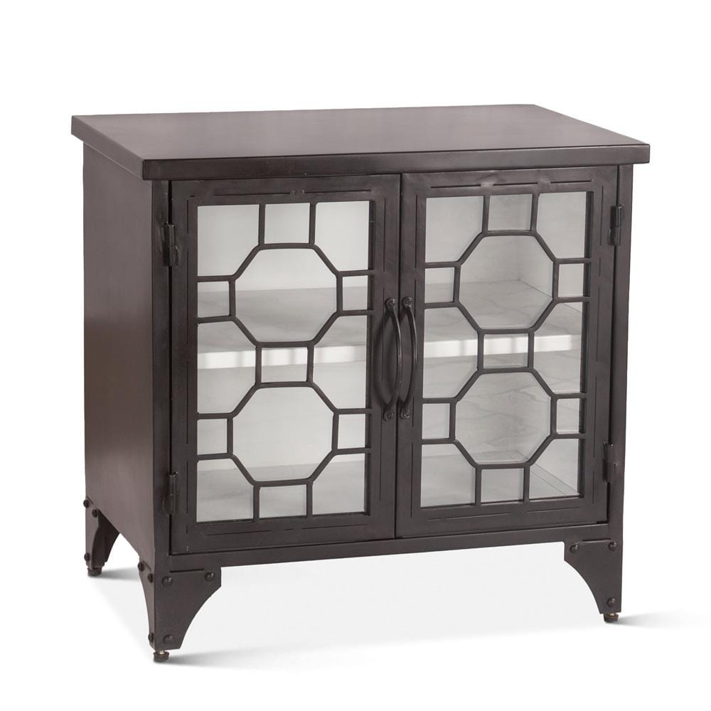 World Interiors - Neapolitan 25in Iron and Glass Side Table Matte Black - ZWNEOST25BLK_CLOSEOUT veiw 1
