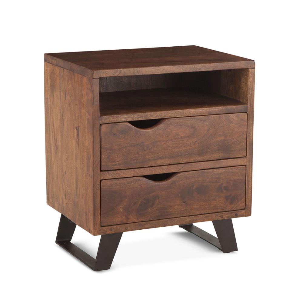 World Interiors - Nottingham Night Chest in Acacia with Walnut Finish - ZWNTHM2323 veiw 1
