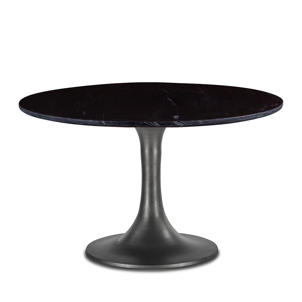 World Interiors - Palm Desert Natural Black Marble Dining Table with Brushed Steel Tulip Base - ZWPDSTTULBLA veiw 1