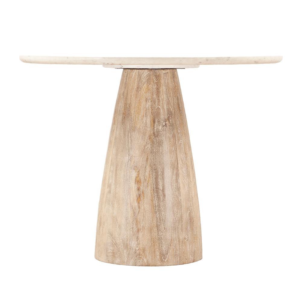 World Interiors - Palm Desert White Marble Gathering Table with Washed Mango Base - ZWPDGTMODWM veiw 1