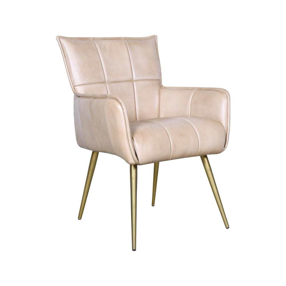 World Interiors - Thorpe Surrey Armchair in in Antique Ivory Leather and Gold Legs - ZWTHOSACAIG veiw 1
