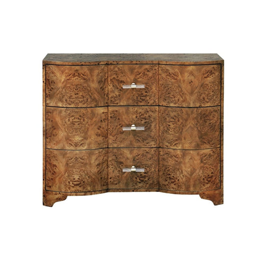 Worlds Away - 3 Drawer Chest In Dark Burl Wood With Acrylic Hardware - PLYMOUTH DBW view 2