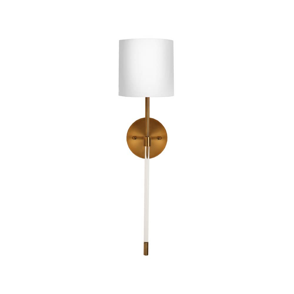 Worlds Away - Acrylic Sconce W. Wh Linen Shade In Antique Brass - BRISTOW ABR view 1