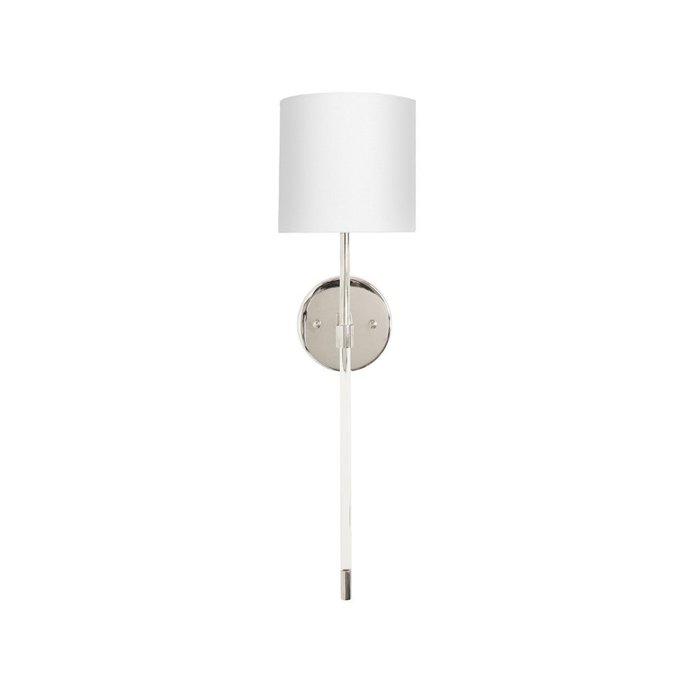 Worlds Away - Acrylic Sconce W. Wh Linen Shade In Nickel - BRISTOW N view 1