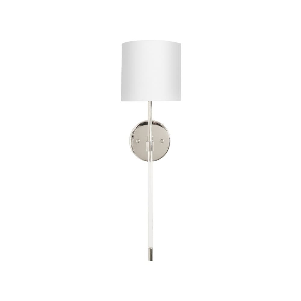 Worlds Away - Acrylic Sconce W. Wh Linen Shade In Nickel - BRISTOW N view 1