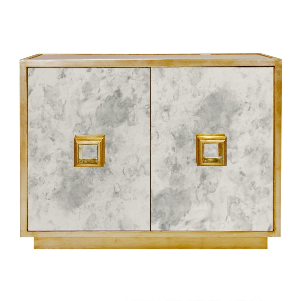 Worlds Away - Ant Mirror 2 Door Cabinet With Gold Leaf Detailing - WINSLOW AMG view 1