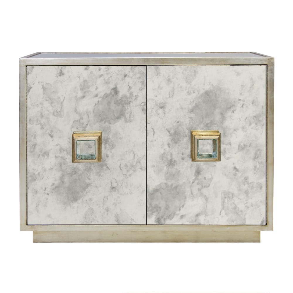 Worlds Away - Ant Mirror 2 Dr Cabinet W/ Champ. Silver Lf Detailing - WINSLOW AMS view 1