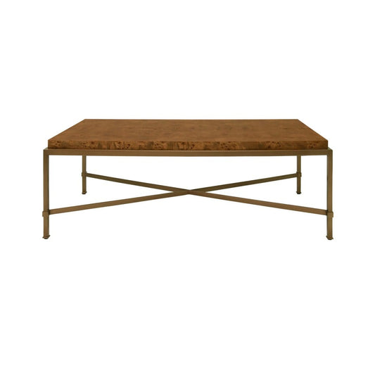 Worlds Away - Antique Brass Frame Coffee Table With Thick Top In Dark Burl Wood - HARDWICK DBW view 2
