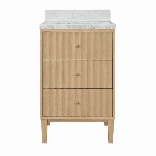 Worlds Away - Bath Vanity With Vertical Fluted Detail With Polished Brass Knobs In Cerused Oak - ODIN 24 CO view 2