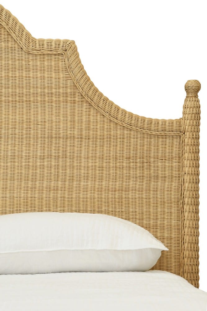 Worlds Away - Bed Frame With Arched Headboard, Side Rails, And Footboard In Rattan With Wood Feet, King Size - CHAMBERLAIN KING view 5
