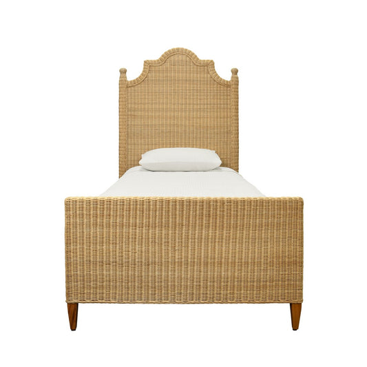 Worlds Away - Bed Frame With Arched Headboard, Side Rails, And Footboard In Rattan With Wood Feet, Twin Size - CHAMBERLAIN TWIN view 2